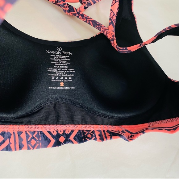 SWEATY BETTY Pink Grey Sports Bra Crisscross Small - Picture 5 of 7